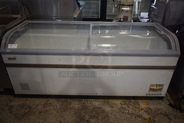 Omcan FR-CN-2007 Metal Commercial Floor Style Chest Freezer Showcase Merchandiser. 115 Volts, 1 Phase. Tested and Working!