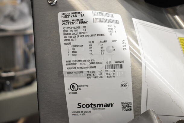 BRAND NEW SCRATCH AND DENT! 2024 Scotsman HID312AB-1A Meridian Countertop Air Cooled Ice Machine and Water Dispenser with Push Button Dispensing - 12 lb. Bin Storage. 115 Volts, 1 Phase.  - Image 3 of 3