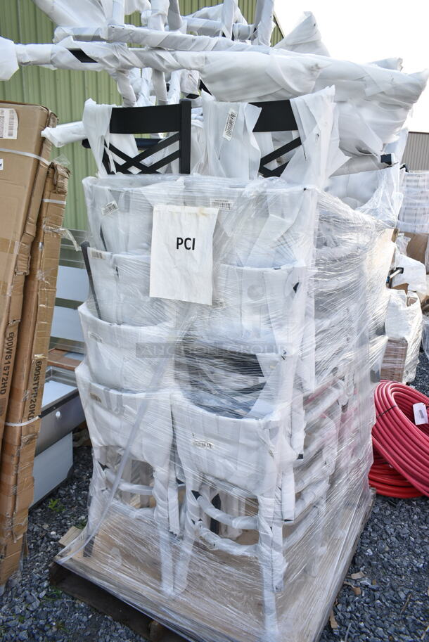 24 BRAND NEW SCRATCH AND DENT! Lancaster Table & Seating 164CCROSSFR Black Metal Dining Height Cross Back Chair Frames. No Cushions. 24 Times Your Bid! - Image 2 of 6