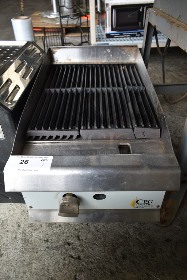 Cooking Performance Group CPG Stainless Steel Commercial Countertop Natural Gas Powered Charbroiler Grill. 