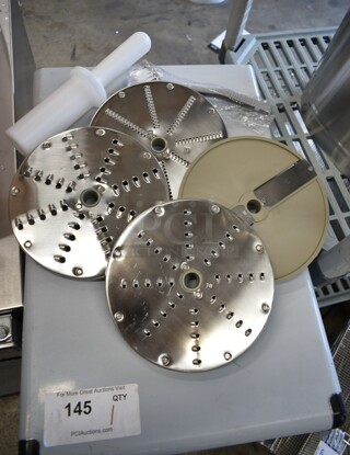 5 BRAND NEW SCRATCH AND DENT! Items for Food Processor Including H4 Grater Blade, H7 Grater Blade, H3 Grater Blade, S Blade, White Poly Pusher. 5 Times Your Bid! 