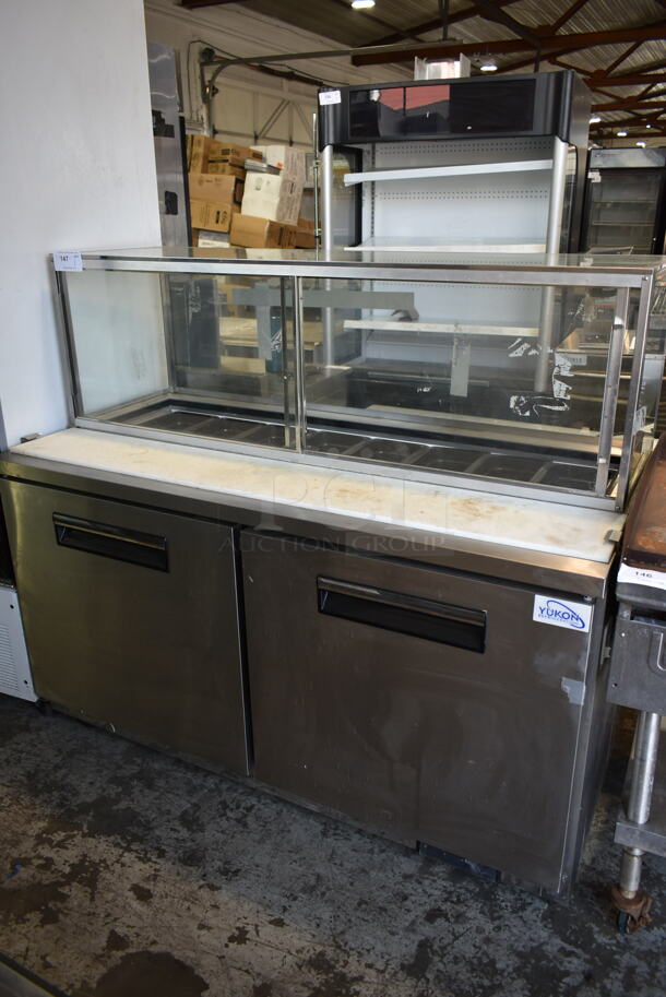 Yukon YSSU-60-16 Stainless Steel Commercial Prep Table w/ Sneeze Guard on Commercial Casters. 115 Volts, 1 Phase. Tested and Working! - Image 1 of 8