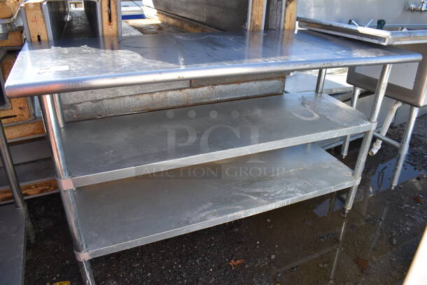 Stainless Steel Table w/ 2 Metal Under Shelves. 60x24x36