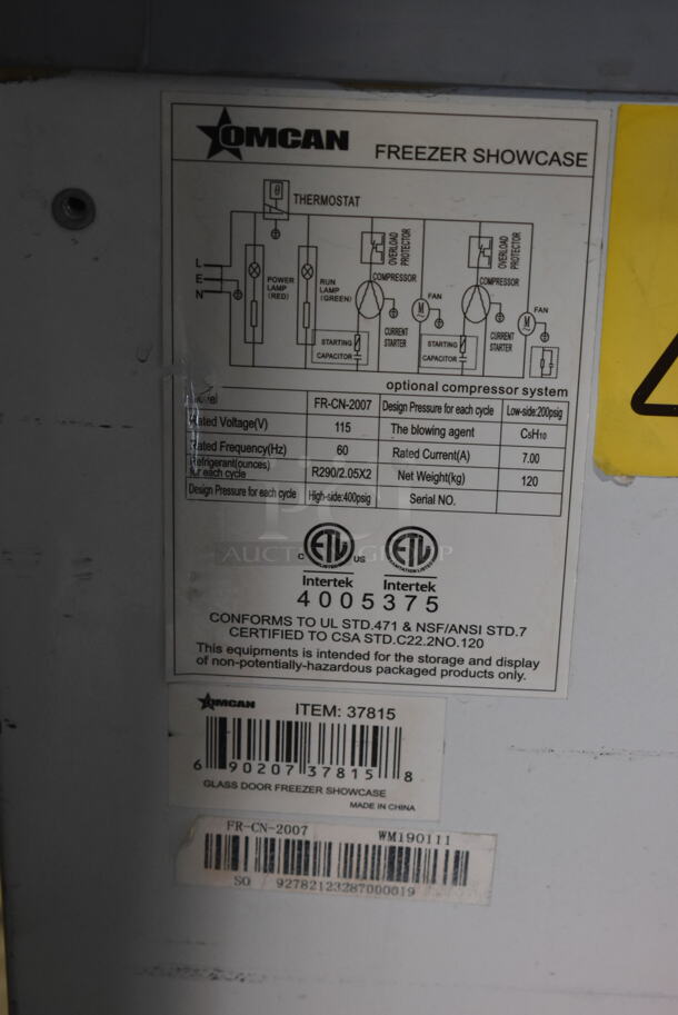 Omcan FR-CN-2007 Metal Commercial Floor Style Chest Freezer Showcase Merchandiser. 115 Volts, 1 Phase. Tested and Working! - Image 7 of 7