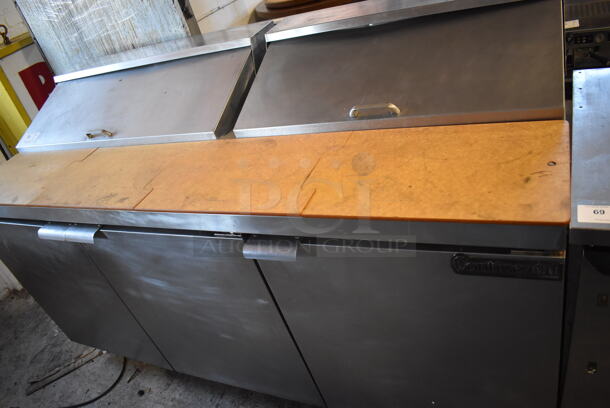 Continental SW72 Stainless Steel Commercial Sandwich Salad Prep Table Bain Marie Mega Top on Commercial Casters. 115 Volts, 1 Phase. 72x32x42.5. Tested and Working! - Image 2 of 10