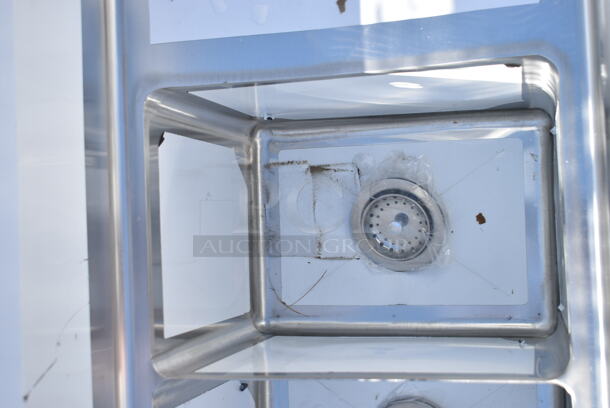 BRAND NEW SCRATCH AND DENT! Steelton 522CS11818N Stainless Steel Commercial  54" 18-Gauge Three Compartment Commercial Sink with 2 Drainboards - 10" x 14" x 12" Bowls. No Legs. - Image 5 of 9