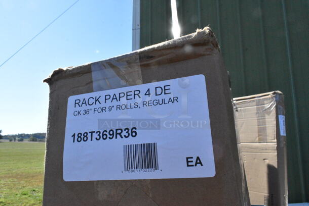 BRAND NEW SCRATCH AND DENT! 188T369R36 Bulman T369R-36 36" Four Deck Tower Paper Rack with Straight Edge Blade. May Be Missing Pieces. - Image 3 of 3