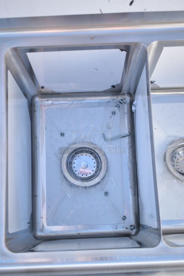 BRAND NEW SCRATCH AND DENT! Steelton 522CS11818N Stainless Steel Commercial  54" 18-Gauge Three Compartment Commercial Sink with 2 Drainboards - 10" x 14" x 12" Bowls. No Legs. - Image 7 of 9
