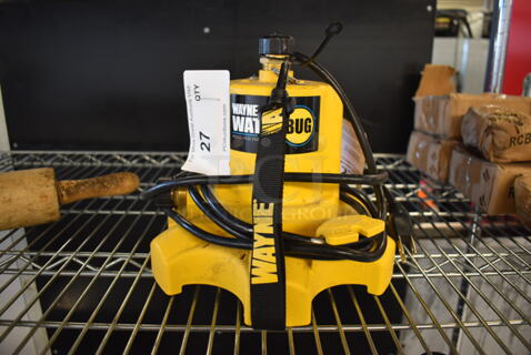 Wayne Water Bug Yellow Submersible Utility Pump. 120 Volts, 1 Phase. 9.5x9.5x9