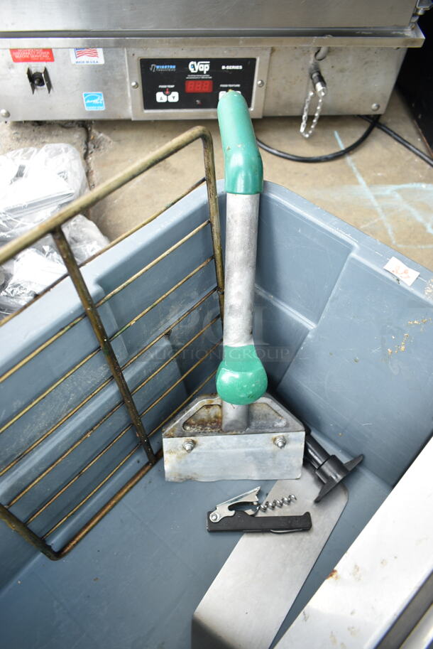 ALL ONE MONEY! Lot of Various Items Including Stainless Steel Drop In Bins, Gaskets and Silverware Cups in Blue Poly Bin - Image 8 of 10