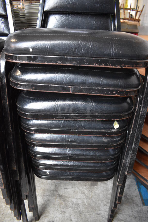 8 Black Metal Stackable Banquet Chairs w/ Black Cushions. 18x20x34. 8 Times Your Bid! - Image 4 of 4