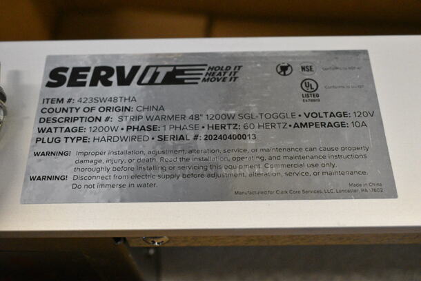 BRAND NEW SCRATCH AND DENT! 423SW48THA ServIt 48" Strip Warmer with Single Toggle Control. 120 Volts, 1 Phase.  - Image 4 of 5