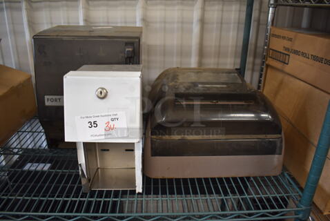 3 Various Wall Mount Dispensers; 2 Paper Towel and 1 Toilet Paper. Includes 6x7x12. 3 Times Your Bid!