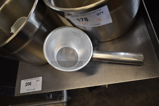 BRAND NEW! Lot of 4 Items; 2 Stainless Steel Cylindrical Drop In Bins, Metal Pan and Ceramic Pitcher. - Image 2 of 7