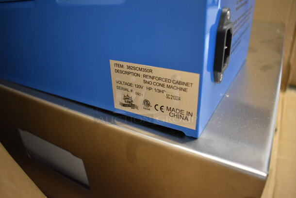 BRAND NEW IN BOX! Carnival King Model 382SCM350R Metal Commercial Countertop Snow Cone Ice Crusher Machine. 120 Volts, 1 Phase. 22x16x15.5 - Image 6 of 7