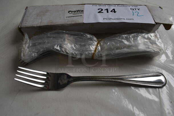 12 BRAND NEW IN BOX! ProWare 15933 Stainless Steel Dinner Forks. 7.5