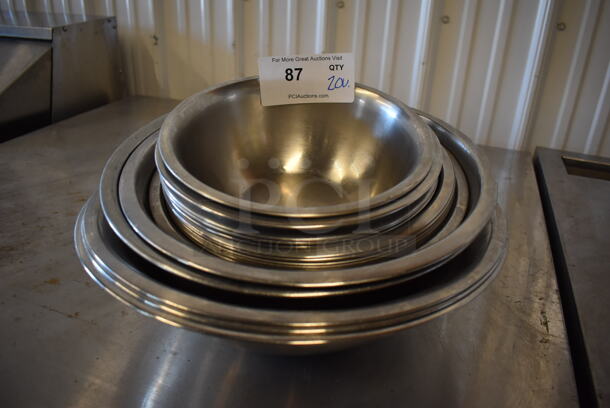 20 Various Metal Bowls. Includes 9.5x9.5x3.5. 20 Times Your Bid!