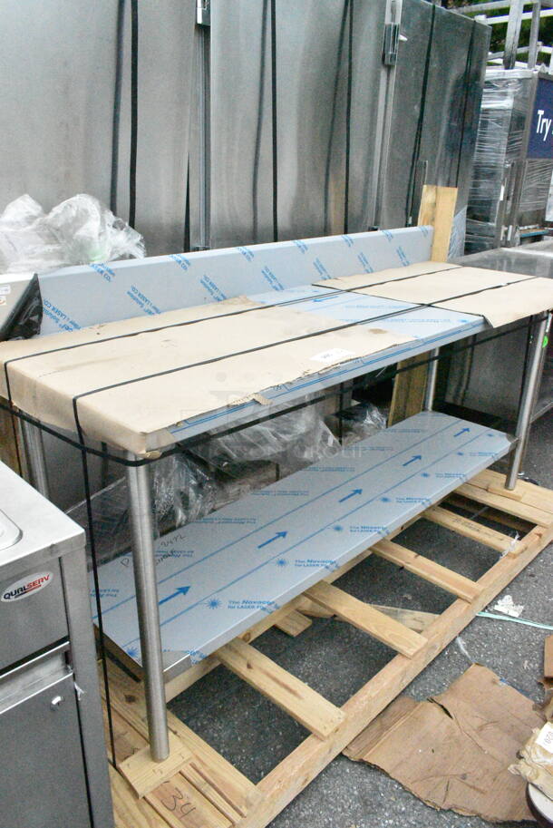 BRAND NEW SCRATCH AND DENT! Winholt DTSB-3072 Stainless Steel Commercial Table w/ Under Shelf.  - Image 3 of 5