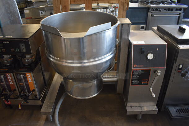 2017 Groen Model DEE/4-40 Stainless Steel Commercial Floor Style Electric Powered 40 Gallon Steam Kettle. 208 Volts, 3 Phase. 4x31x42
