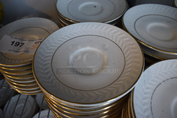 48 White Ceramic Saucers w/ Gold Line on Rim. 5.75x5.75x1. 48 Times Your Bid! - Image 2 of 4