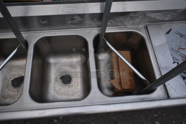 BRAND NEW SCRATCH AND DENT! Eagle 414-16-3-18 Three 16" Bowl Stainless Steel Commercial Compartment Sink with Two 18" Drainboards - Image 4 of 6