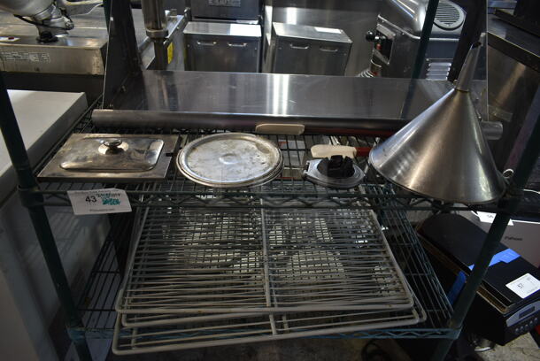 ALL ONE MONEY! Two Tier Lot of Various Items Including Racks and Metal Funnel - Image 1 of 7