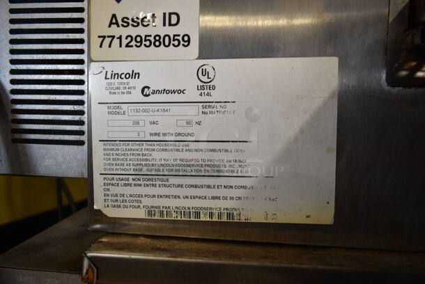 2 2015 Lincoln Impinger 1132-002-U-K1841 Stainless Steel Commercial Electric Powered Conveyor Pizza Oven on Commercial Casters. 208 Volts, 3 Phase. 2 Times Your Bid! - Image 8 of 9