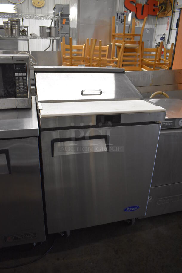 Atosa MSF8301GR Stainless Steel Commercial Sandwich Salad Prep Table Bain Marie Mega Top on Commercial Casters. 115 Volts, 1 Phase. 27.5x30x46. Tested and Working! - Image 2 of 7
