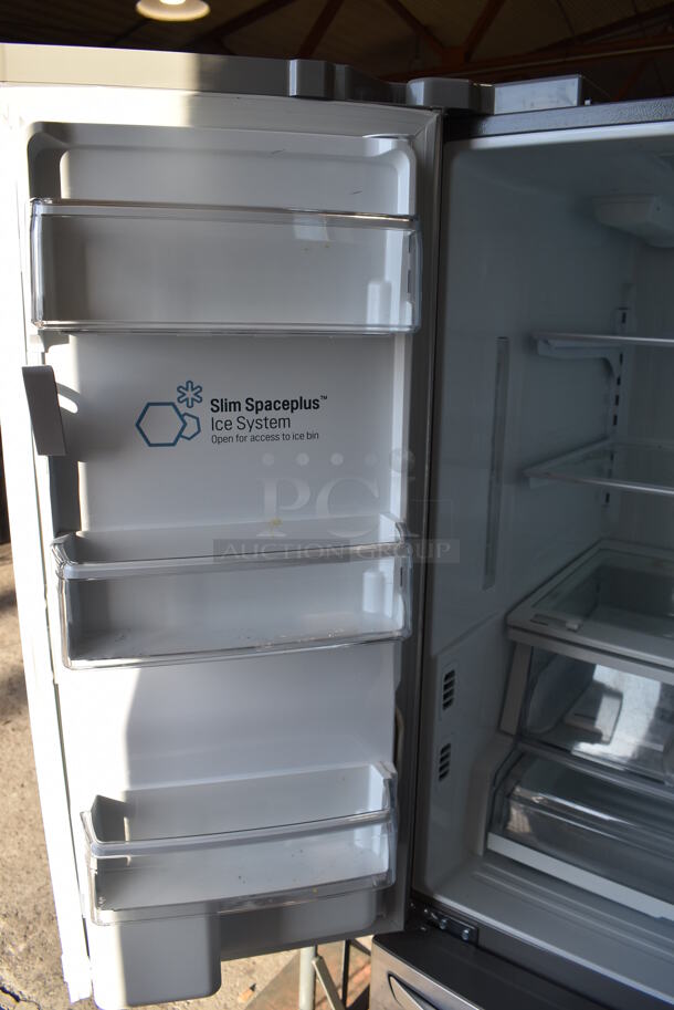 LG French Style Metal Cooler Freezer Combo Unit. 36x30x70. Tested and Powers On But Does Not Get Cold - Image 4 of 9