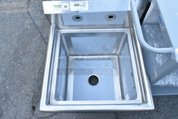 BRAND NEW SCRATCH AND DENT! Regency 600S11818  23" 16-Gauge Stainless Steel One Compartment Commercial Sink with Stainless Steel Legs, without Drainboard - 18" x 18" x 14" Bowl - Image 5 of 6