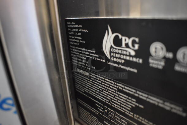 BRAND NEW! CPG Model 351GMCPG48NL Stainless Steel Commercial Countertop Natural Gas Powered Flat Top Griddle. 120,000 BTU. 48x30x13 - Image 9 of 9