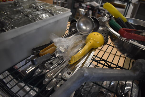 ALL ONE MONEY! Tier Lot of Various Glasses Including Salt Shakers, Metal Pitcher and Utensils - Image 5 of 6