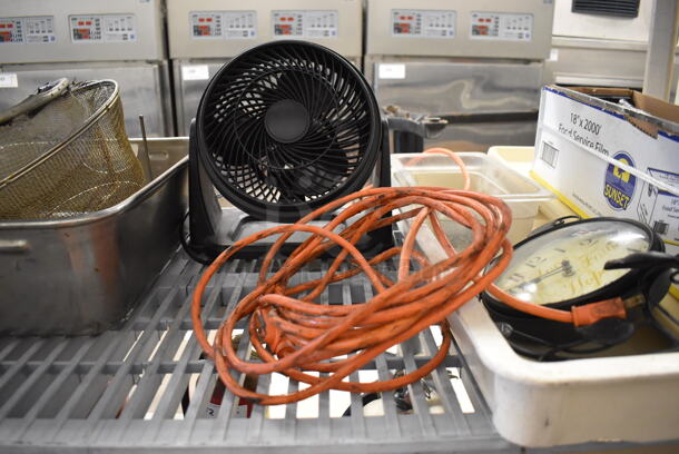 ALL ONE MONEY! Tier Lot of Various Items Including Extension Cord, Fan and Strainers - Image 3 of 4