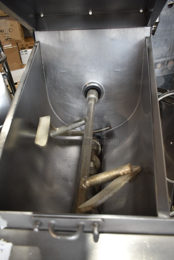 2015 Hobart MG2032 Metal Commercial Floor Style Electric Powered Meat Mixer Grinder w/ Foot Pedal on Commercial Casters. 208 Volts, 3 Phase. Tested and Working! - Image 8 of 10