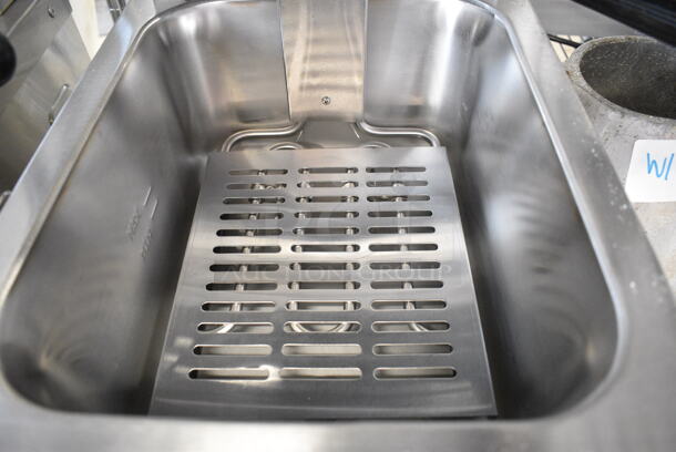 BRAND NEW SCRATCH AND DENT! 2024 Crosson EF-6V Stainless Steel Commercial Countertop Electric Powered Fryer w/ Metal Fry Basket and Lid. 120 Volts, 1 Phase. - Image 6 of 8