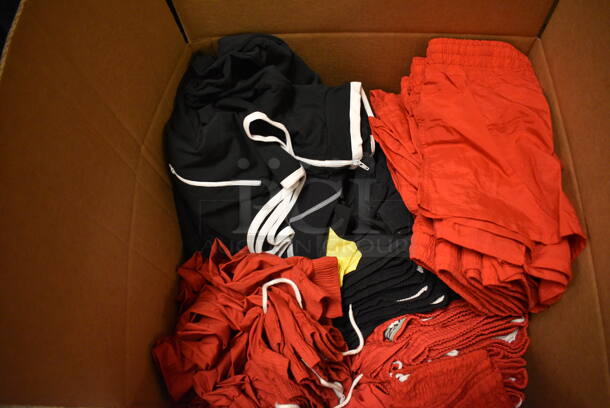 Box of Various Men's Nylon Material Shorts and Sports Jackets