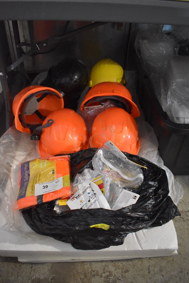ALL ONE MONEY! Lot of Various Items Including 8 Helmets, Safety Vest, Safety Glasses and Lysol Disinfectant - Image 4 of 6