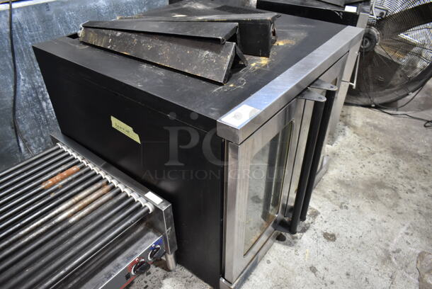 Duke Stainless Steel Commercial Electric Powered Full Size Convection Full Size Convection Oven w/ View Through Doors, Metal Oven Racks, Thermostatic Controls and Metal Legs. 250 Volts, 3 Phase.  - Image 2 of 6