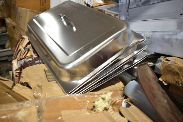 PALLET LOT of 25 BRAND NEW! Items/Boxes Including Stainless Steel Chafing Dish Dome Covers, Springform Pans, 4 Various Winco Chafers, Winco MPB-36 Mop Bucket, Winco TBH-18 18" Table Number Holders. 25 Times Your Bid! - Image 2 of 12