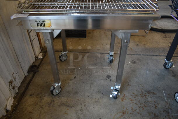 LIKE NEW! Backyard Pro 554CHAR30SS Stainless Steel Commercial Portable Charcoal Grill w/ Cover on Commercial Casters. - Image 5 of 6