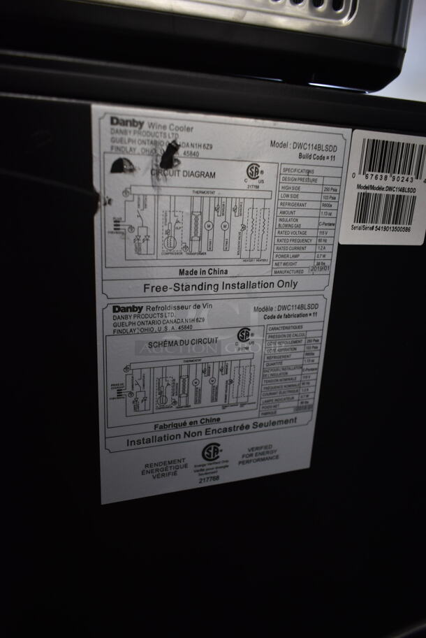 BRAND NEW SCRATCH AND DENT! Danby DWC114BLSDD 38 Bottle Dual Zone Freestanding Wine Cooler Merchandiser. 115 Volts, 1 Phase. Tested and Working! - Image 4 of 4