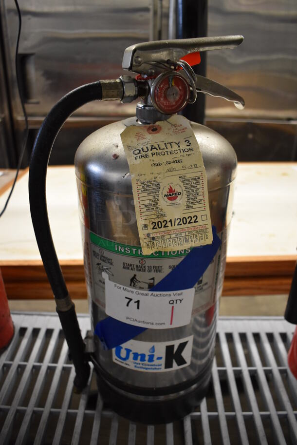 Wet Chemical Fire Extinguisher. 7x9x19. Buyer Must Pick Up - We Will Not Ship This Item. 
