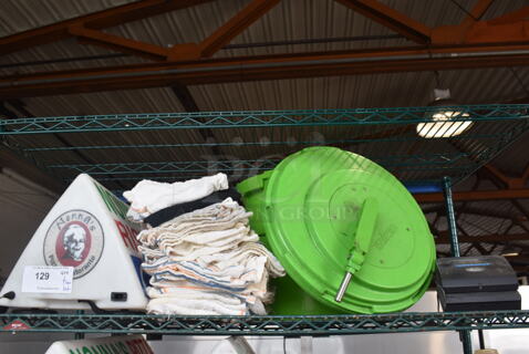 ALL ONE MONEY! Lot of Car Toppers, Towels, Salad Spinner, And Lathom Time Clock.
