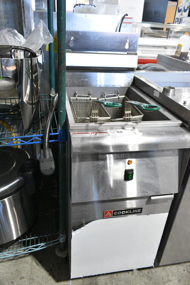 BRAND NEW SCRATCH AND DENT! 2023 Cookline CF-40E-240-3 Stainless Steel Commercial Floor Style Electric Powered Deep Fat Fryer. 240 Volts, 3 Phase.  - Image 3 of 10
