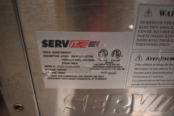 BRAND NEW SCRATCH AND DENT! 2023 ServIt 423EST4WOPBH Stainless Steel Four Pan Open Well Electric Steam Table with Partially Enclosed Base. 208/240 Volts, 1 Phase.  - Image 11 of 11