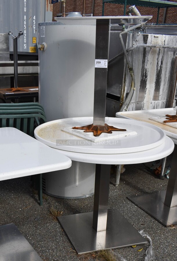 3 White Round Tables on Chrome Finish Table Base. 36x36x29.5. 3 Times Your Bid! - Image 2 of 5