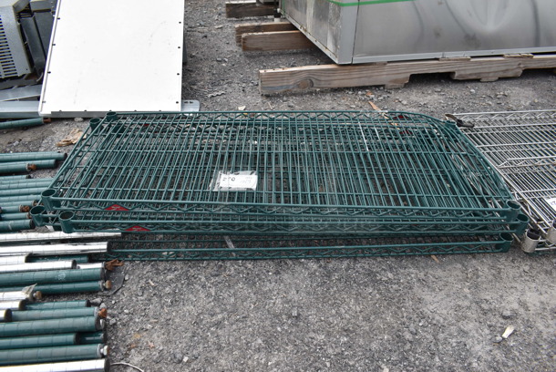 ALL ONE MONEY! Lot of 5 Green Finish Wire Shelves. Includes 42x18x1.5 - Image 3 of 3