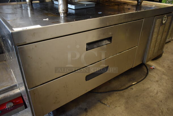 Delfield Stainless Steel Commercial 2 Drawer Chef Base on Commercial Casters. Tested and Working! - Image 3 of 6