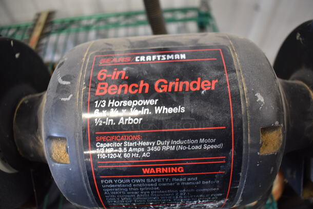 Sears Craftsman Metal 6" Bench Grinder. 15x10x16 - Image 3 of 7