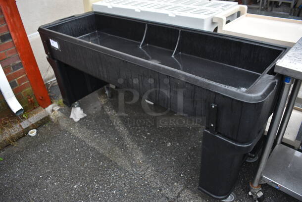 Black Poly Portable Buffet Ice Station on Commercial Casters. 72x24x34